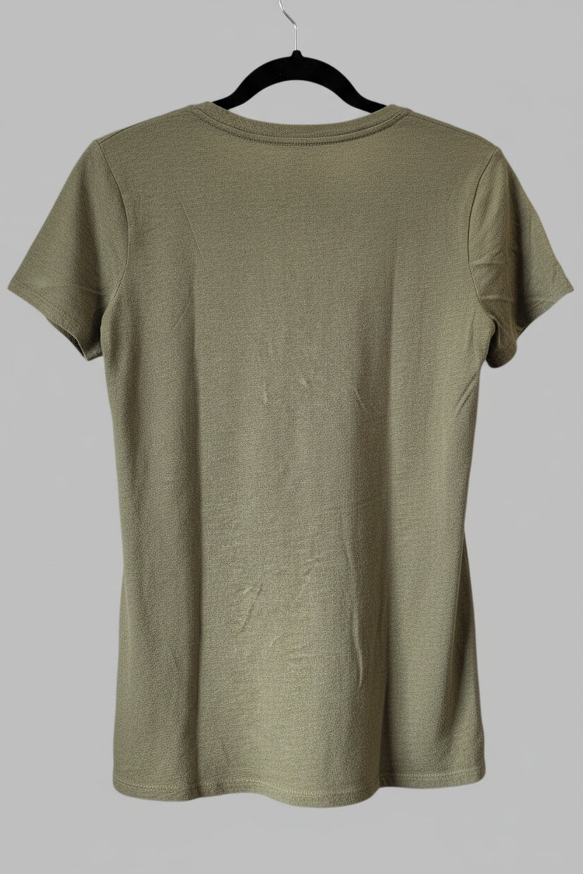 Back view of the relaxed fit khaki green Converse cotton T-shirt showing the clean stitching and hemline