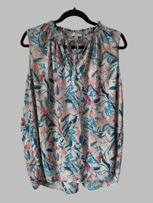 Alex & Lili Floral Sleeveless Blouse Keyhole Tie Cottagecore Boho - Plus Size 1X