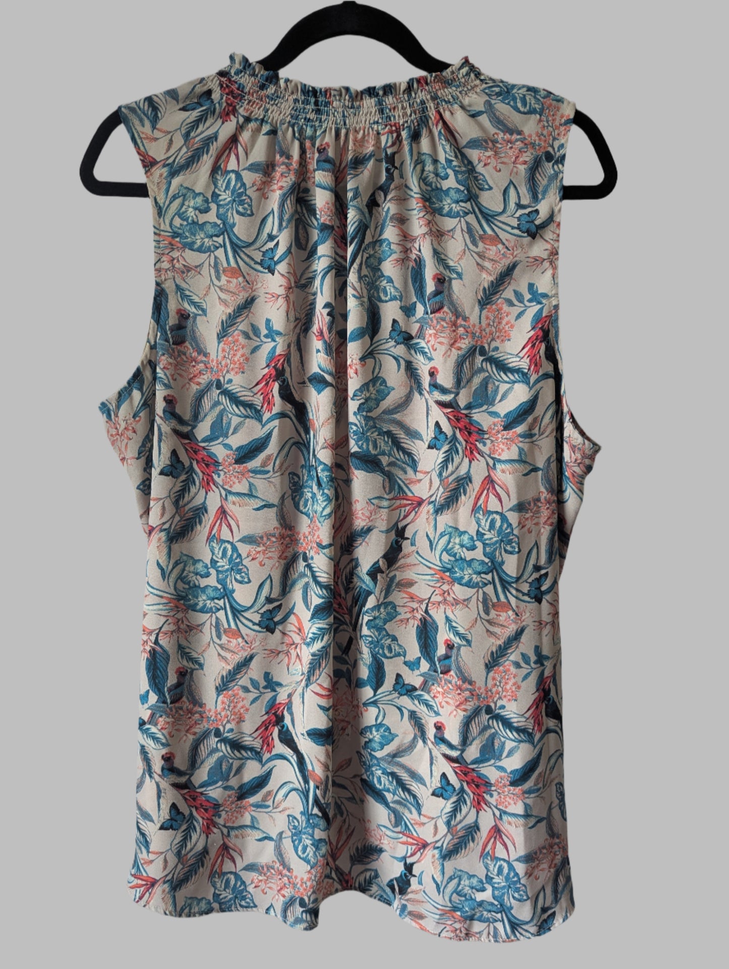 Alex & Lili Floral Sleeveless Blouse Keyhole Tie Cottagecore Boho - Plus Size 1X