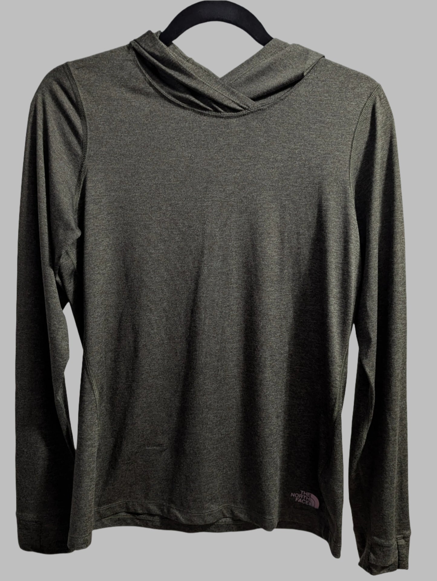 North Face Hyperlayer Hoodie Khaki Green with Thumb Holes-Size Small
