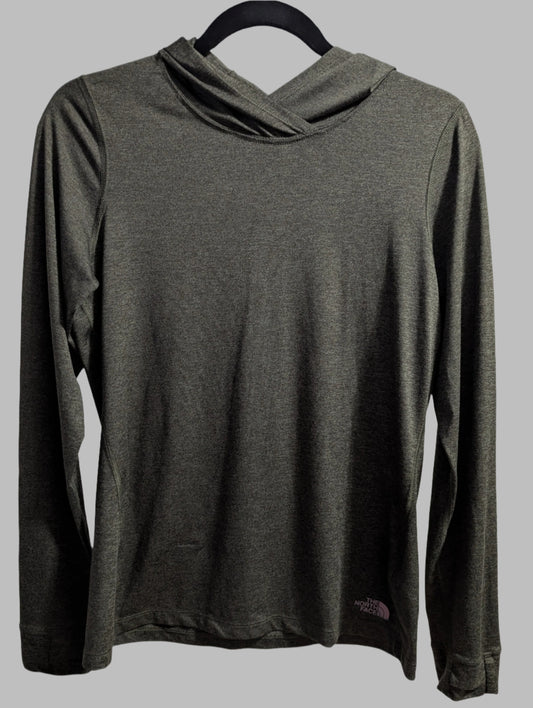 North Face Hyperlayer Hoodie Khaki Green with Thumb Holes-Size Small