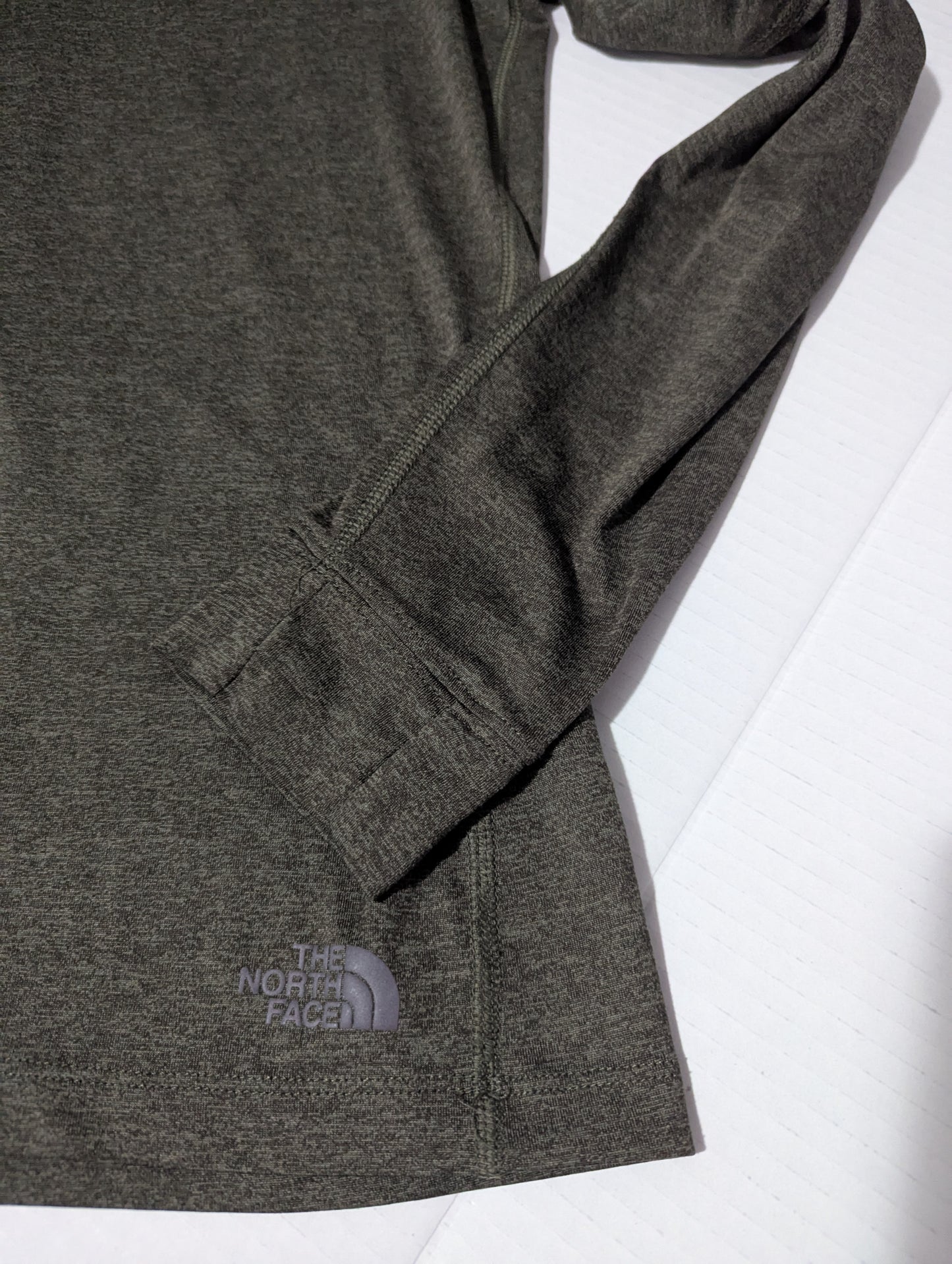 North Face Hyperlayer Hoodie Khaki Green with Thumb Holes-Size Small