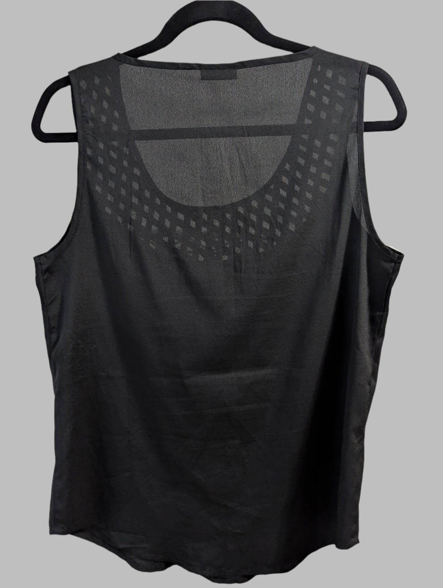 Back view of the black ONLY tank top, showcasing its breezy, flowy silhouette and clean round neckline.