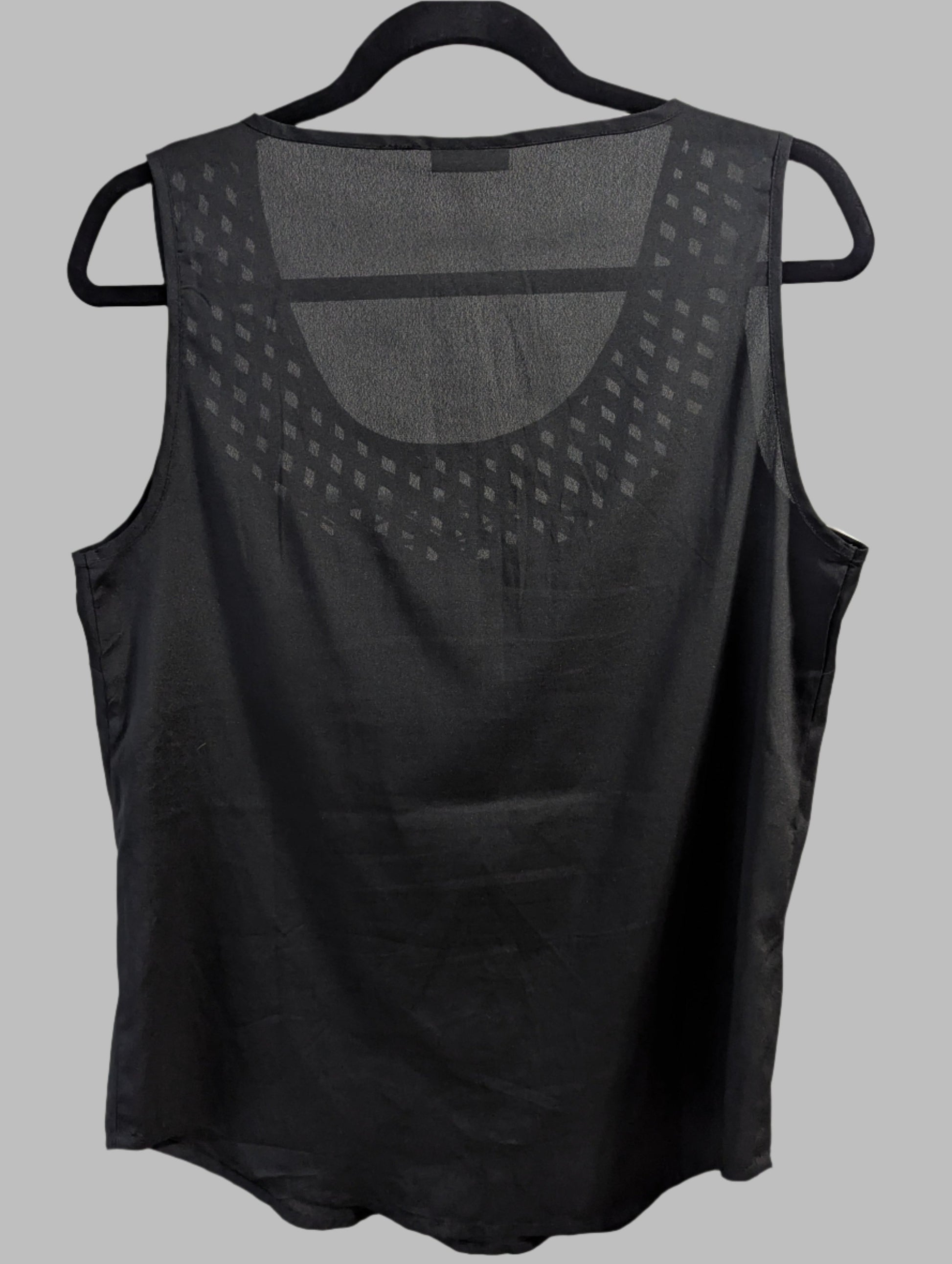 Back view of the black ONLY tank top, showcasing its breezy, flowy silhouette and clean round neckline.